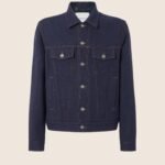 Navy Blue Wool Cloth Trucker Jacket