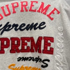 Supreme Men's Grey and White Hoodie - Image 7