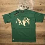 Amiri Men’s Green and Cream T-shirt