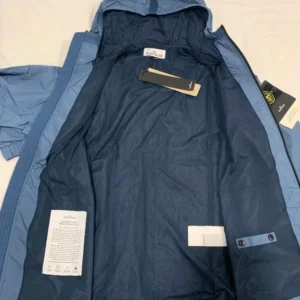 Men's Blue Stone Island Garment Dyed Crinkle Nylon Jacket Windbreaker - Image 2