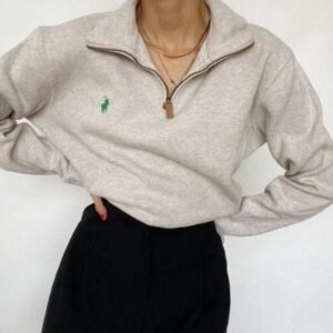 Polo Ralph Lauren Women's Cream and Green Jumper - Image 8