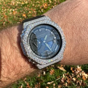 MOISSANITE Real 925 Silver Iced Casio G Shock GA-2100 Hip Hop Watch & Extras - Image 1