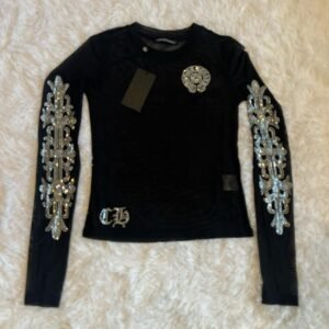 Black rhinestone long sleeve t shirt - Image 4