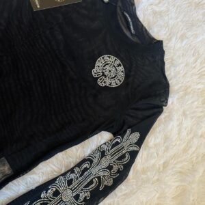 Black rhinestone long sleeve t shirt - Image 5