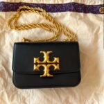 Tory Burch black leather crossbody bag with gold hardware