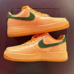 Nike Air Force 1 Low Patent Leather Topaz Gold Pine Green