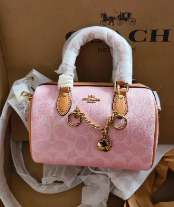 Coach Mini Rowan Crossbody Bag In Signature Canvas Pink Powder