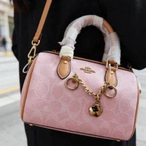 Coach Mini Rowan Crossbody Bag In Signature Canvas Pink Powder - Image 2