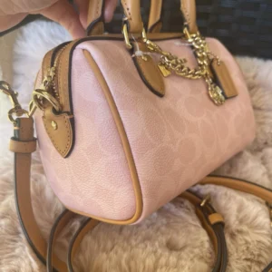 Coach Mini Rowan Crossbody Bag In Signature Canvas Pink Powder - Image 5