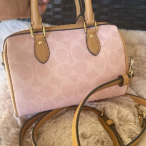 Coach Mini Rowan Crossbody Bag In Signature Canvas Pink Powder - Image 6